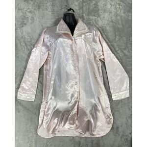 Vintage Delicates Nightgown Top Medium Satin Light Pink Nightie Bed Robe Shirt‎